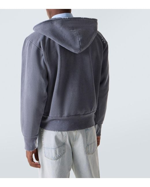 Our Legacy Blue Relic Distressed Cotton Jersey Hoodie for men