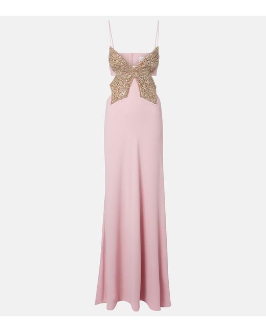 Costarellos Pink Velise Crystal-Embellished Gown