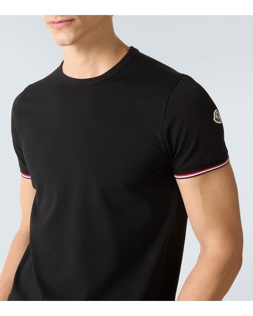 Moncler Black Tricolor Cotton-Blend Jersey T-Shirt for men