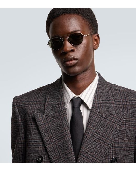 Saint Laurent Gray Sl 97 Aviator Sunglasses for men