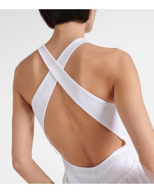 Vestido Midi De Popelin De Algodon Alaïa de color White