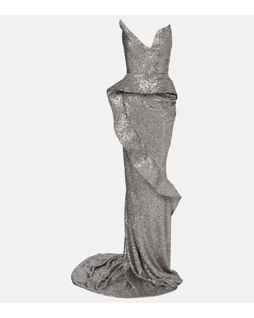 Maticevski Gray Glorious Sequined Gown