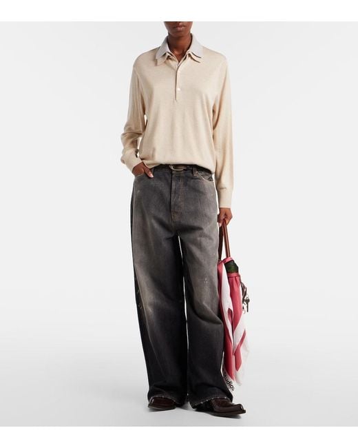 Acne Natural Silk, Wool, And Cashmere Polo Sweater