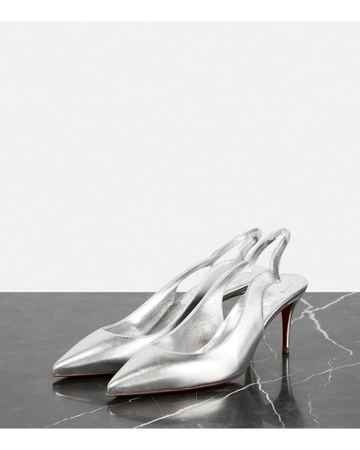 Christian Louboutin White Leather Slingback Pumps