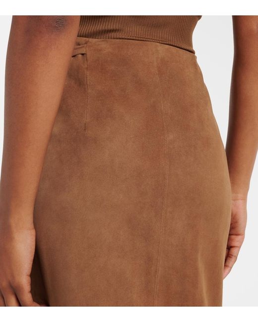 Nour Hammour Brown Leather Wrap Skirt