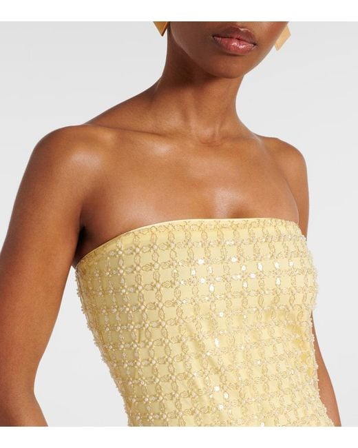 Abito Lungo A Fascia Con Paillettes di ROTATE BIRGER CHRISTENSEN in Yellow