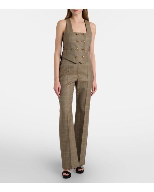 Alexander McQueen Brown Gerade High-Rise-Hose Country Check Aus Wolle