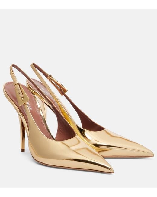 Paris Texas Natural Slingback-Pumps Jessica 105 Aus Metallic-Leder