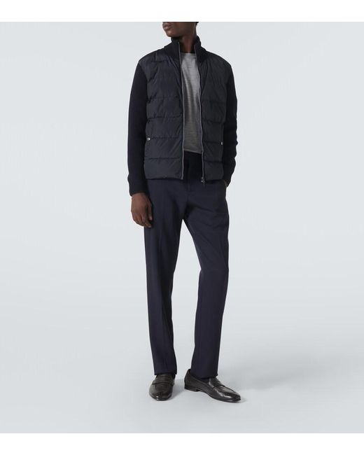 Herno Black Wool-Trimmed Down Jacket for men