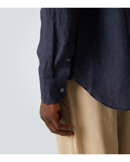Brioni Blue Linen Shirt for men