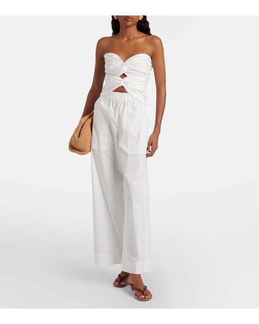 Jonathan Simkhai White Cornelia Cutout Ruched Cotton-Blend Top