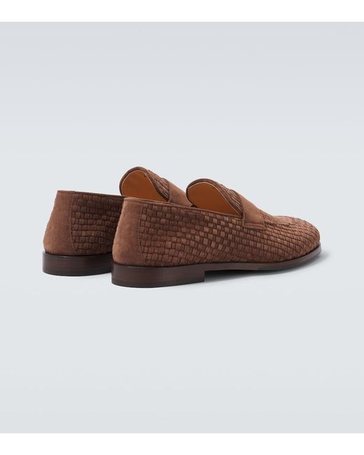 Brunello Cucinelli Brown Suede Loafer With Interwined Motif for men