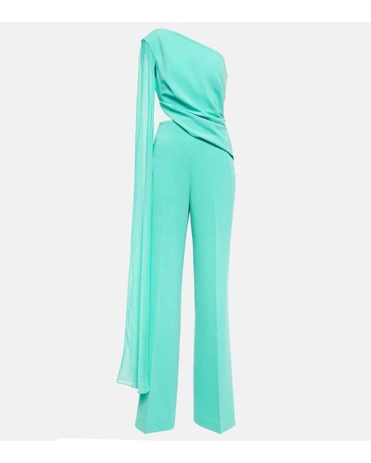 Roland Mouret Blue Asymmetric Cady Jumpsuit