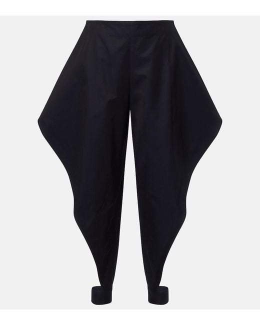 Alaïa Blue Ruffled Cotton Gabardine Tapered Pants