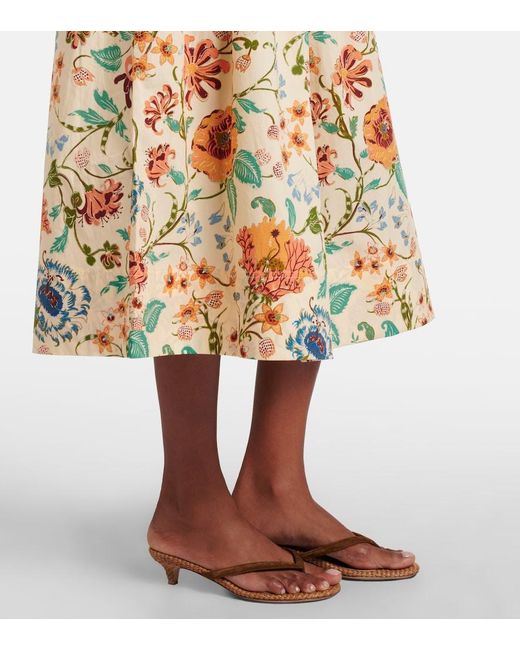 Ulla Johnson Metallic Theodora Floral Cotton Midi Skirt
