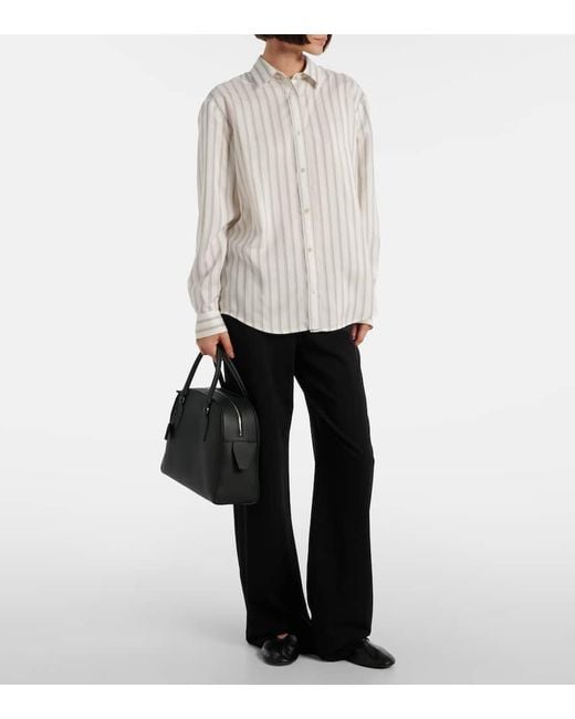 Camisa Eirlys De Popelin De Seda A Rayas The Row de color White