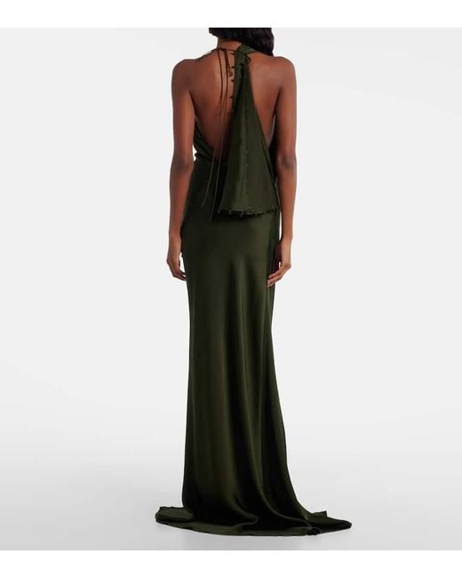 Victoria Beckham Black Draped Crepe Satin Gown