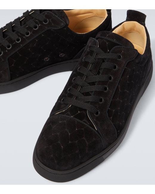 Christian Louboutin Black Louis Junior Orlato Woven Suede Sneakers for men