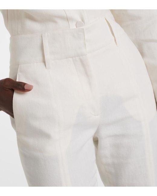 Gabriela Hearst White Rhein High-Rise Linen And Wool-Blend Flared Pants