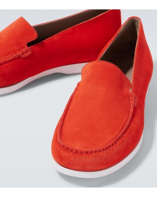 Manolo Blahnik Red Monaco Suede Loafers for men