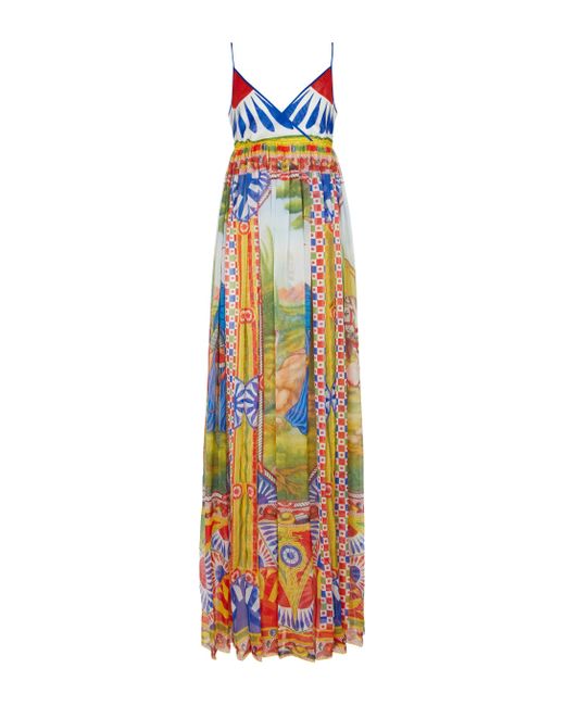 Dolce & Gabbana Multicolor Printed Silk Chiffon Maxi Dress