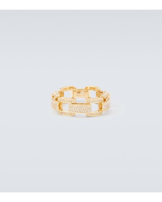 SHAY Metallic Deco Link 18kt Gold Ring With Diamonds for men