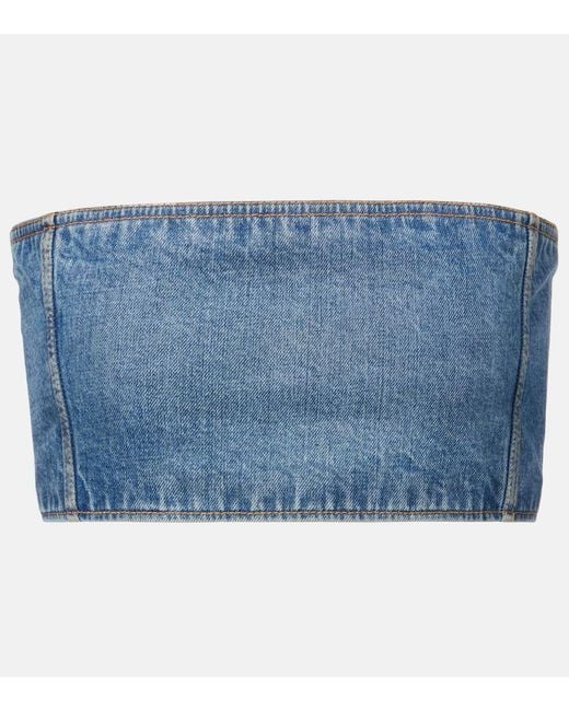 Alaïa Blue Denim Bustier Top
