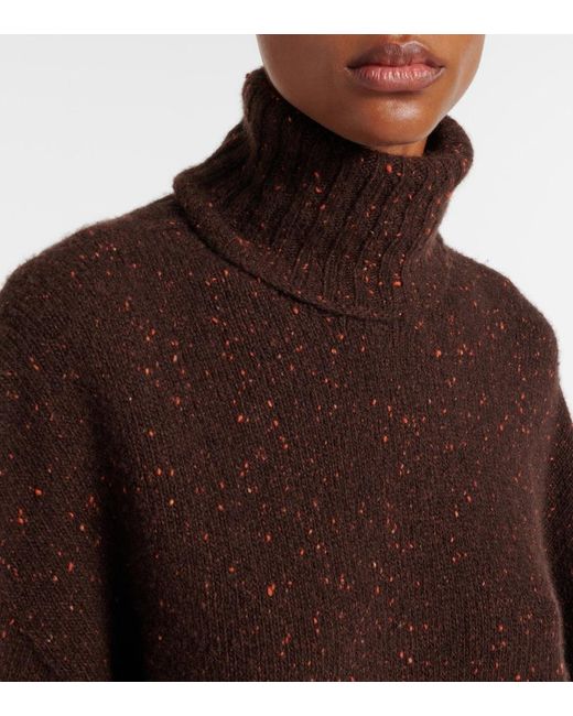 The Row Brown Mirai Cashmere Turtleneck Sweater