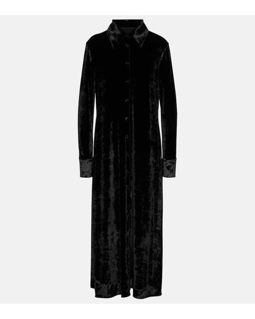 Vestido camisero de terciopelo Jil Sander de color Black