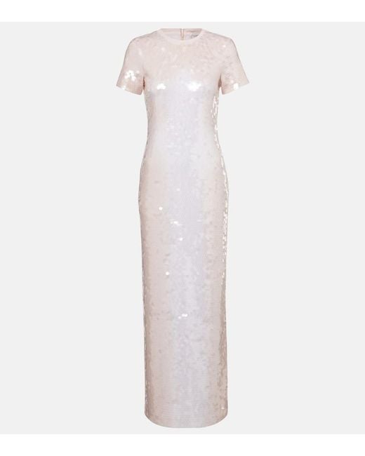 Sportmax White Sequined Jersey Maxi Dress
