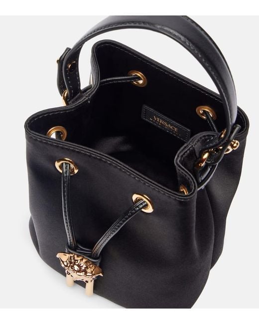 Versace Black La Medusa Mini Satin Bucket Bag