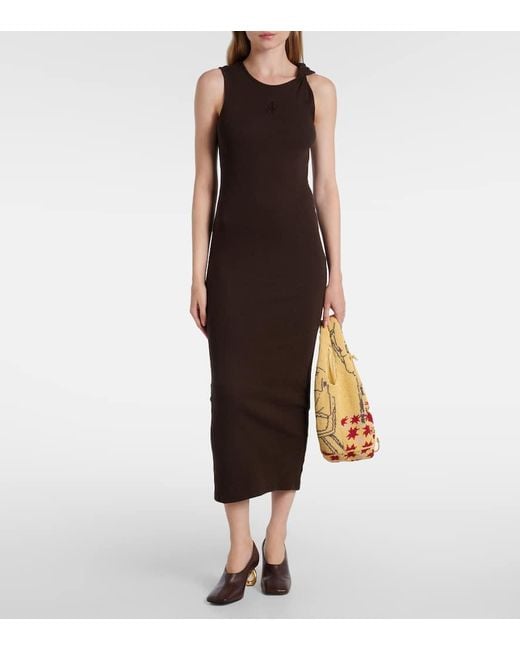 J.W. Anderson Brown Besticktes Maxikleid Aus Baumwolle
