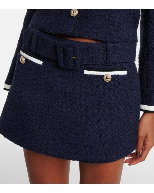 Self-Portrait Blue Belted Boucle Skort