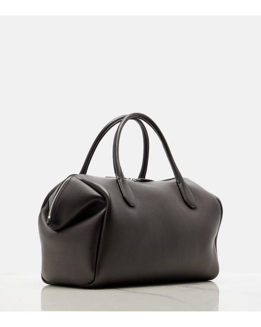 The Row Black Faye Leather Bowling Bag