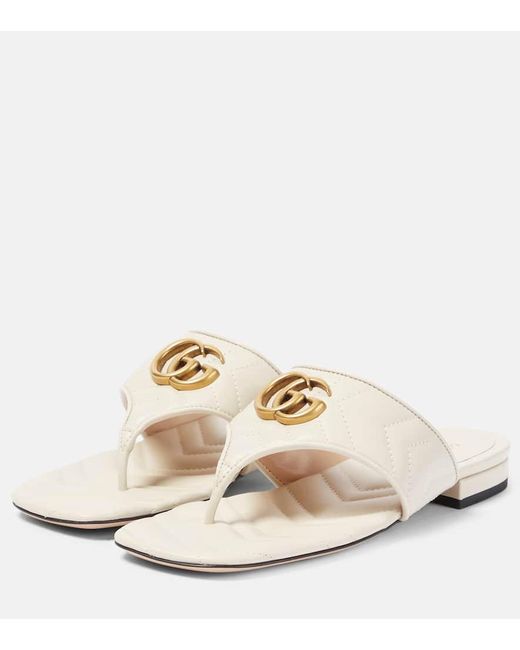 Sandalias de piel con Double G Gucci de color White