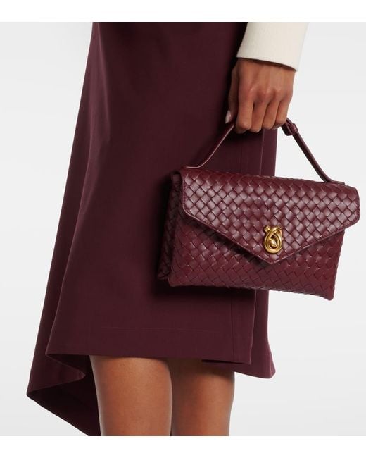 Bottega Veneta Purple Schultertasche Knot Lock Aus Leder