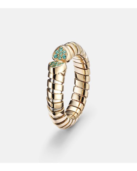 Marina B White Trisolina 18kt Gold Ring With Tourmalines