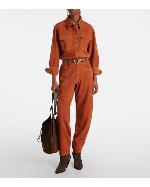 Isabel Marant Orange Darielle Suede Pants