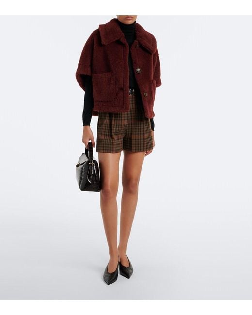 Max Mara Red Alpaca, Wool, And Silk Teddy Cape