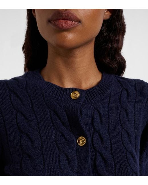 Polo Ralph Lauren Blue Cable-Knit Wool And Cashmere Cardigan