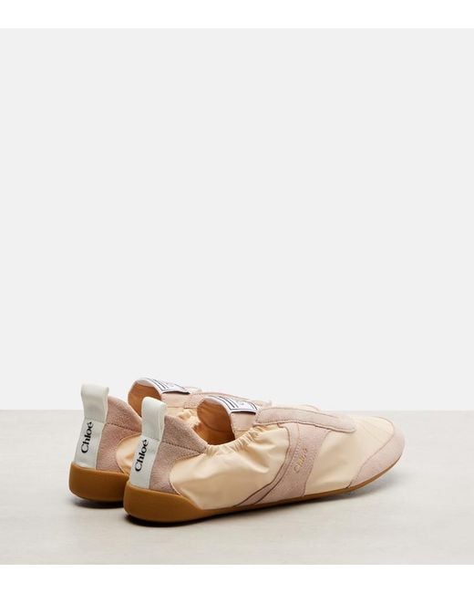 Chloé Pink Kick Suede-Trimmed Sneakers