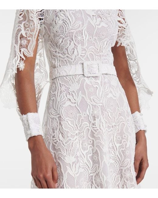 Oscar de la Renta White Floral Lace Cocktail Dress