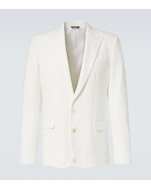 Dolce & Gabbana White Single-Breasted Blazer for men