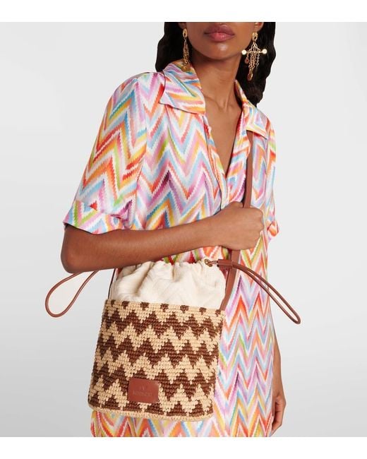 Missoni Natural Zigzag Medium Raffia Bucket Bag