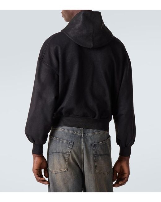 Balenciaga Black Cotton Jersey Zip-Up Hoodie for men