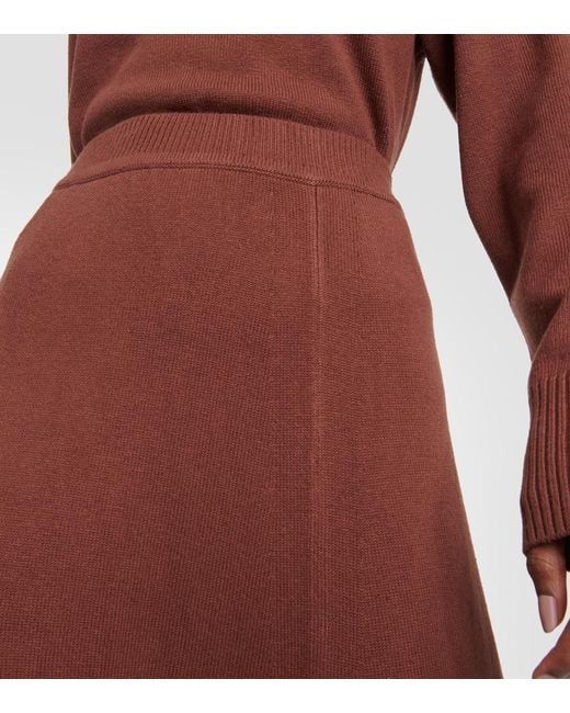 Joseph Brown Silk-Blend Midi Skirt
