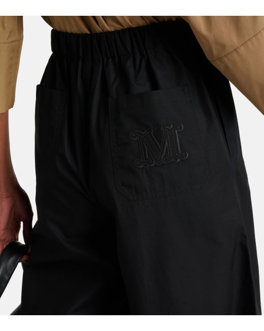 Max Mara Black Navigli High-rise Cotton Wide-leg Pants