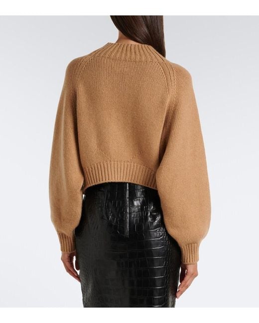 Khaite Natural Cropped Cashmere Sweater