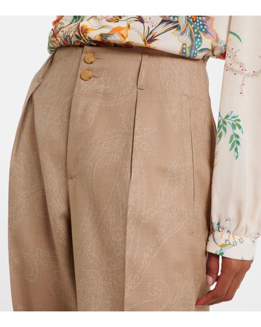 Etro Natural Wool Jacquard Straight Pants