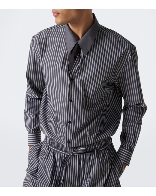 Saint Laurent Blue Striped Cotton Poplin Shirt for men
